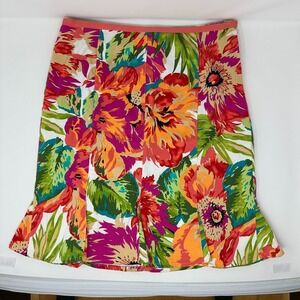 Bandolino Womens Godet Skirt Size 4 Multicolored‎ Floral Pleated Hem-Stretch